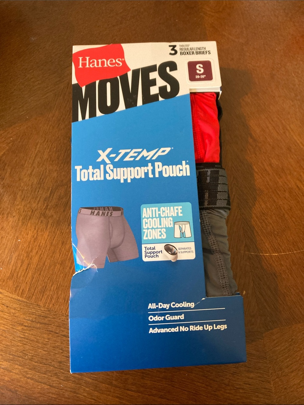 Hanes Moves X-Temp Boxer Briefs - Red & Gray